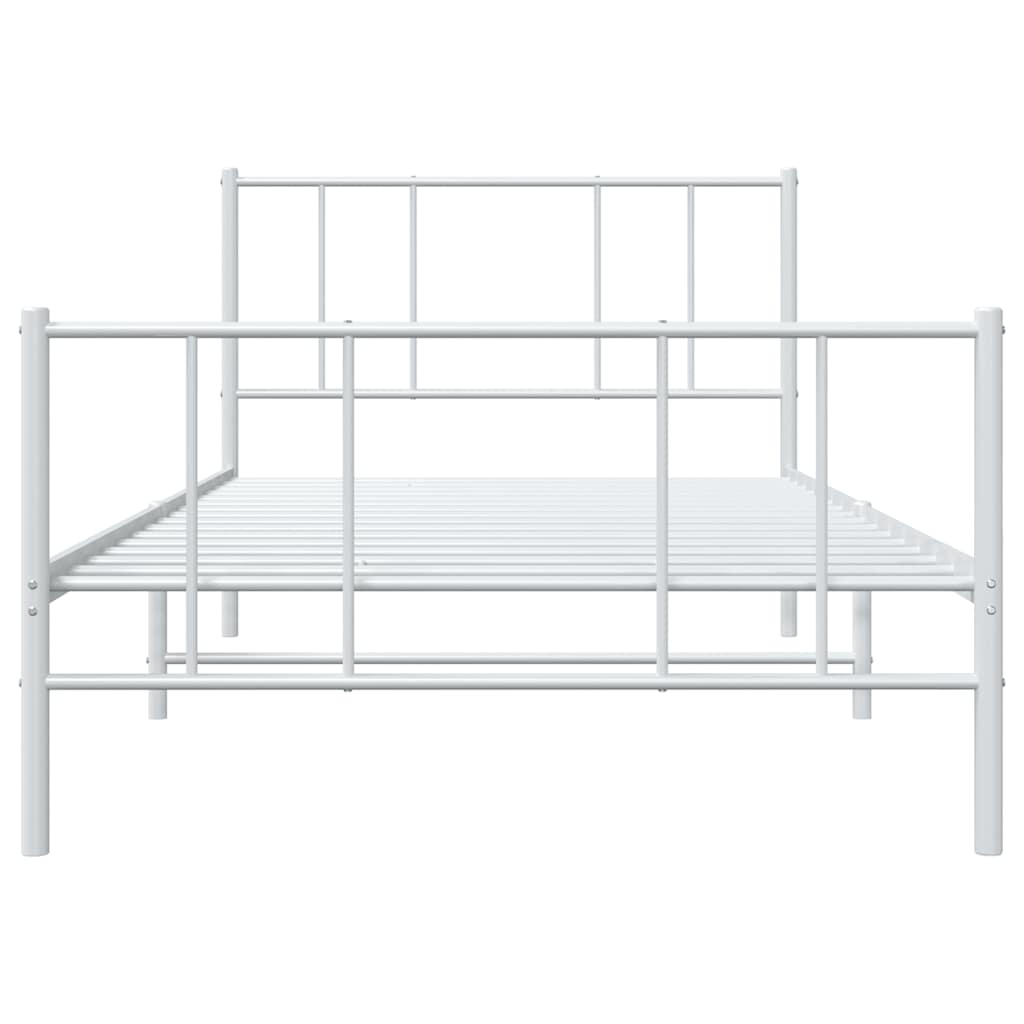 sengeramme med sengegavl og fodgærde 80x200 cm metal hvid