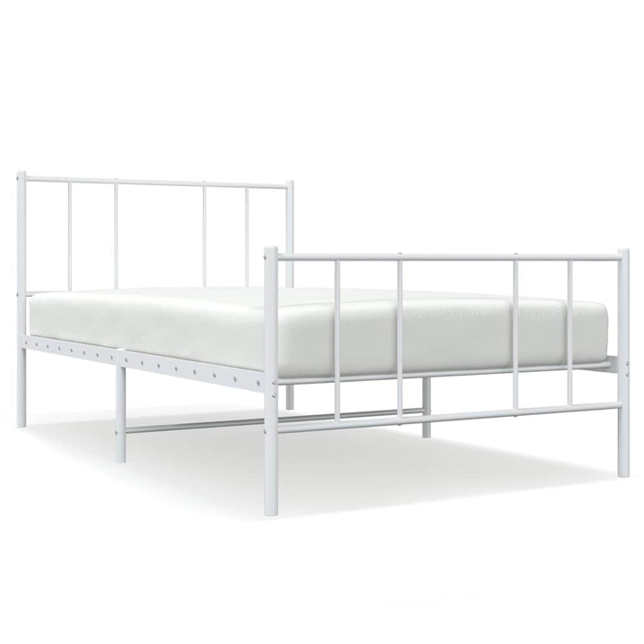 sengeramme med sengegavl og fodgærde 90x190 cm metal hvid