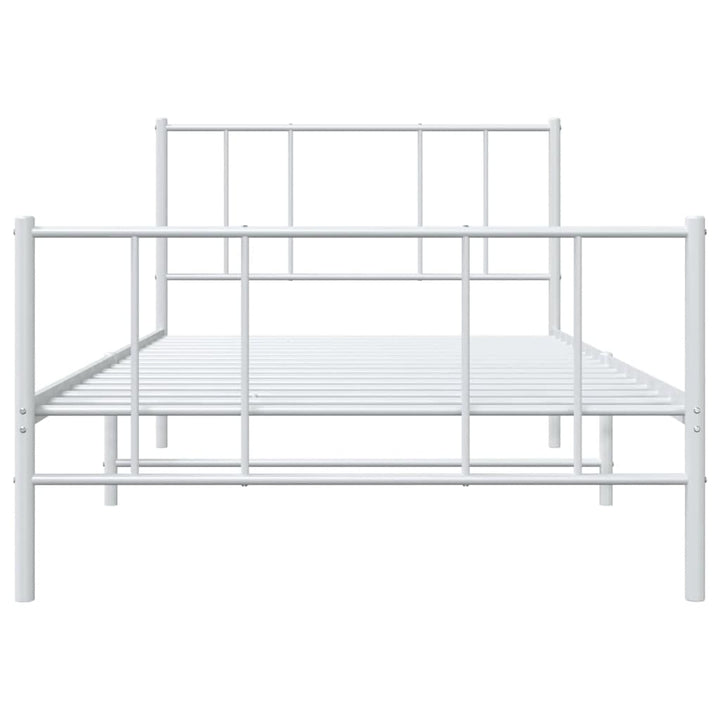 sengeramme med sengegavl og fodgærde 90x200 cm metal hvid