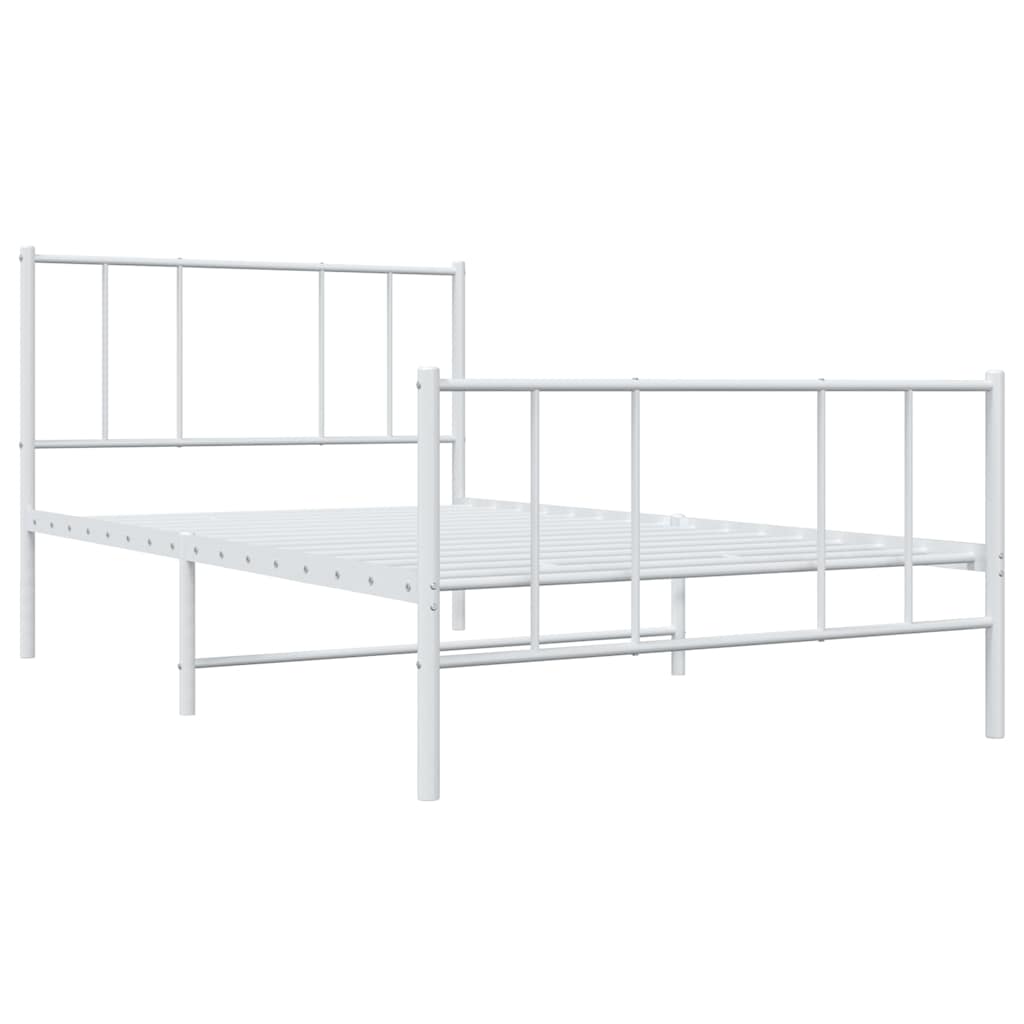 sengeramme med sengegavl og fodgærde 100x190 cm metal hvid