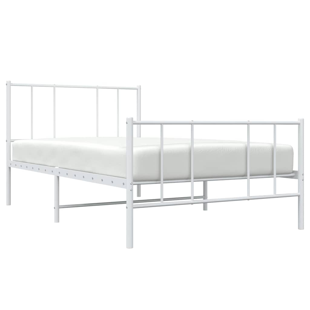 sengeramme med sengegavl og fodgærde 100x190 cm metal hvid