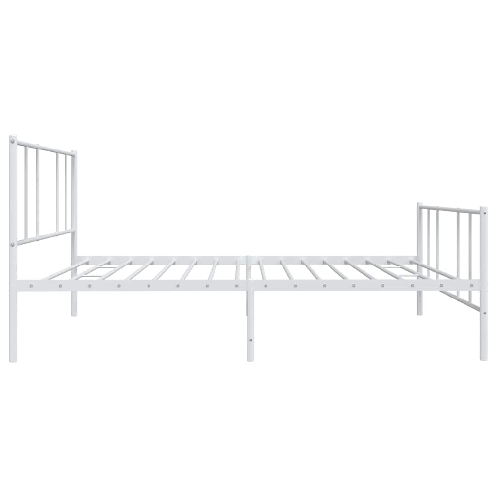 sengeramme med sengegavl og fodgærde 100x190 cm metal hvid