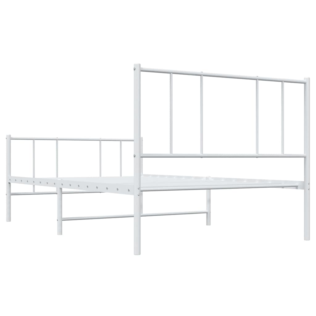 sengeramme med sengegavl og fodgærde 100x190 cm metal hvid