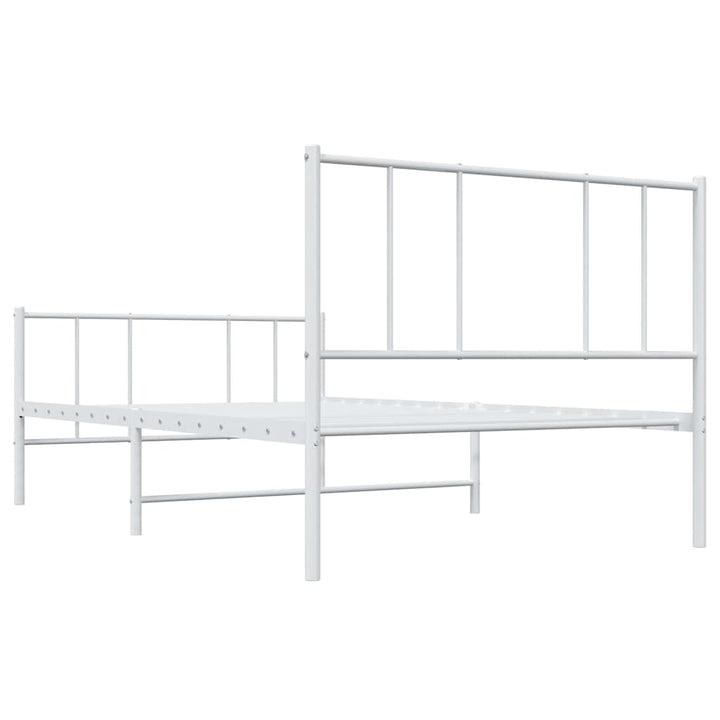 sengeramme med sengegavl og fodgærde 100x190 cm metal hvid