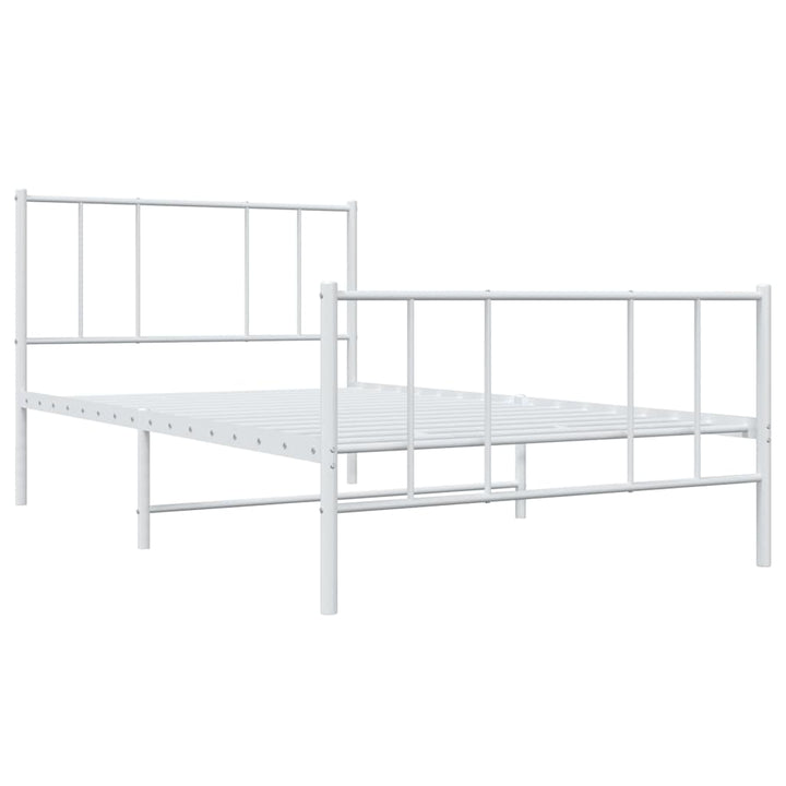 sengeramme med sengegavl og fodgærde 100x200 cm metal hvid