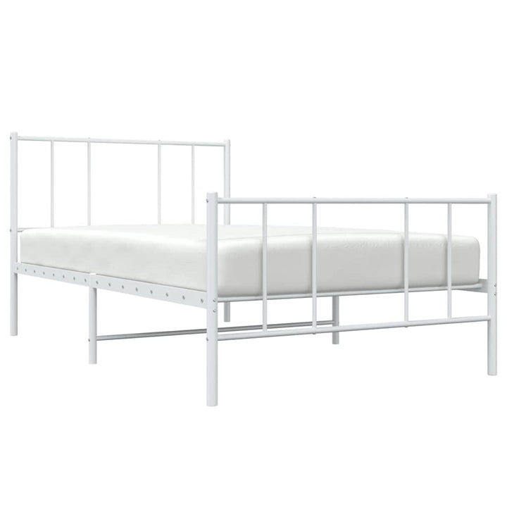 sengeramme med sengegavl og fodgærde 100x200 cm metal hvid