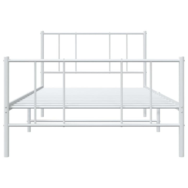 sengeramme med sengegavl og fodgærde 100x200 cm metal hvid