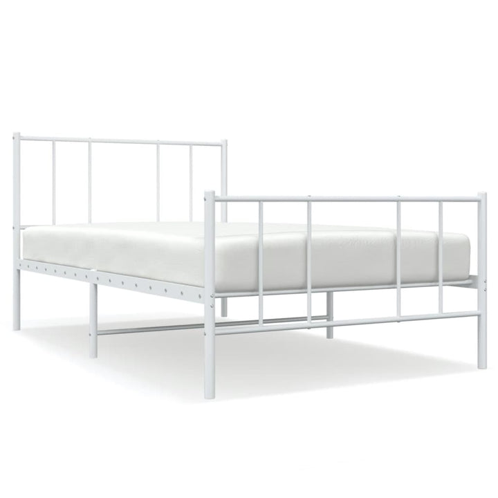 sengeramme med sengegavl og fodgærde 107x203 cm metal hvid