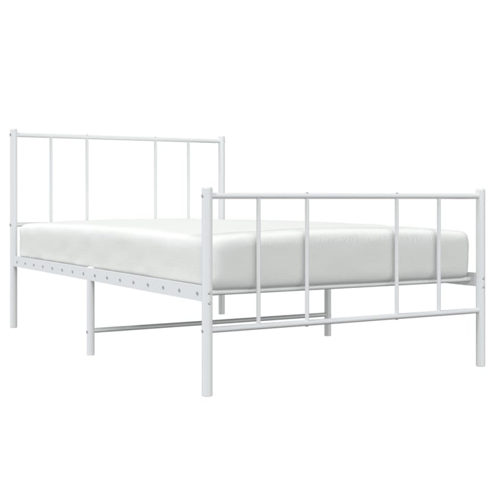 sengeramme med sengegavl og fodgærde 107x203 cm metal hvid