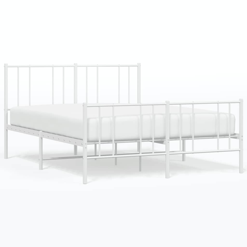 sengeramme med sengegavl og fodgærde 120x200 cm metal hvid
