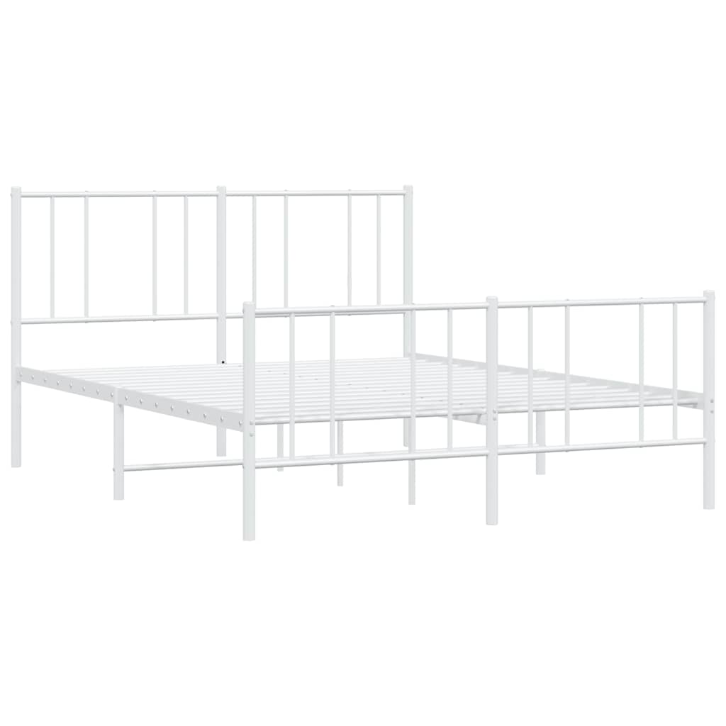 sengeramme med sengegavl og fodgærde 120x200 cm metal hvid