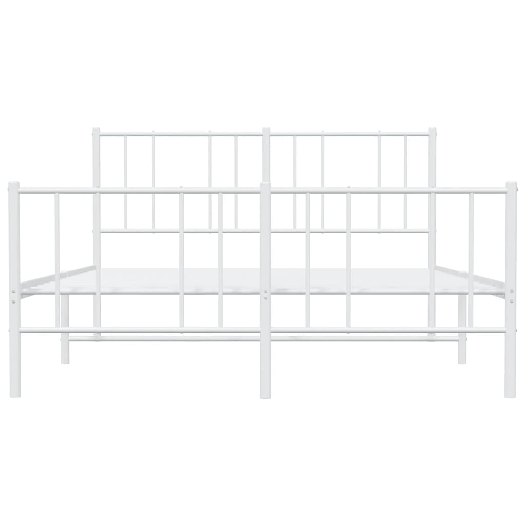 sengeramme med sengegavl og fodgærde 120x200 cm metal hvid