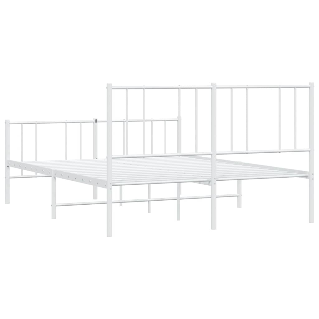 sengeramme med sengegavl og fodgærde 120x200 cm metal hvid