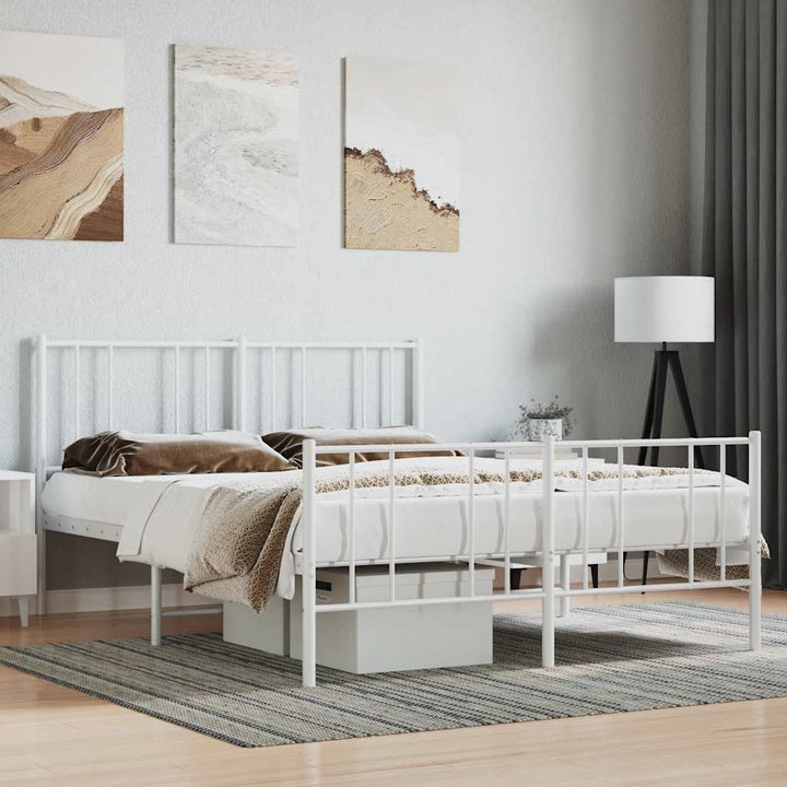 sengeramme med sengegavl og fodgærde 120x200 cm metal hvid