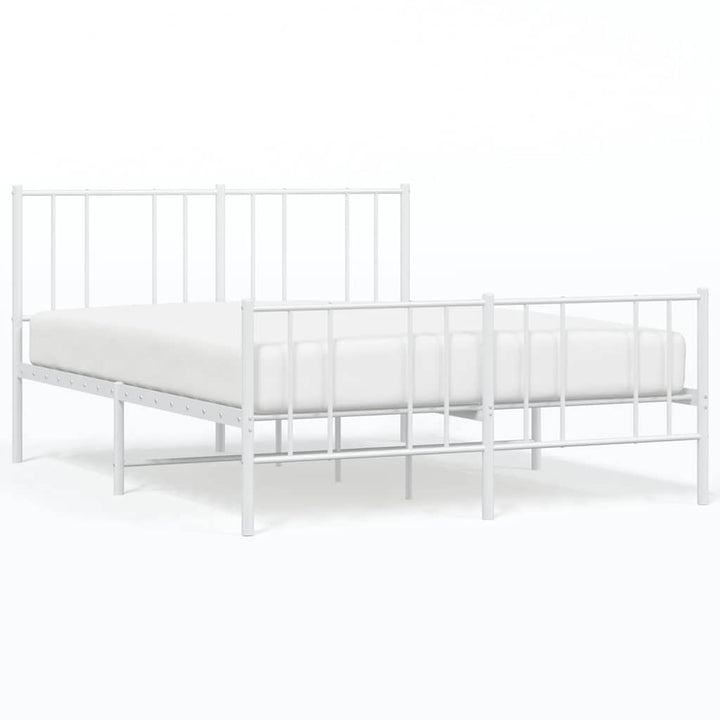 sengeramme med sengegavl og fodgærde 135x190 cm metal hvid