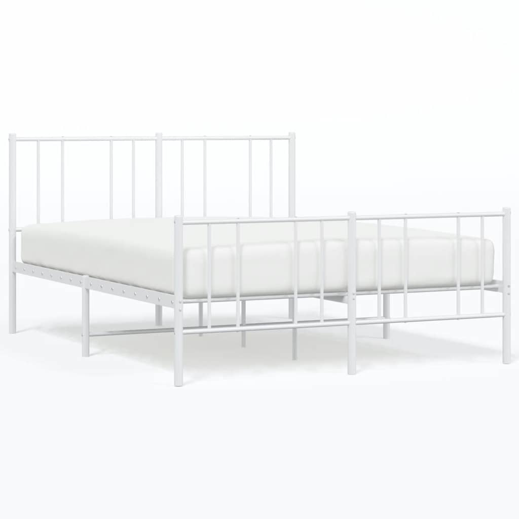 sengeramme med sengegavl og fodgærde 140x190 cm metal hvid