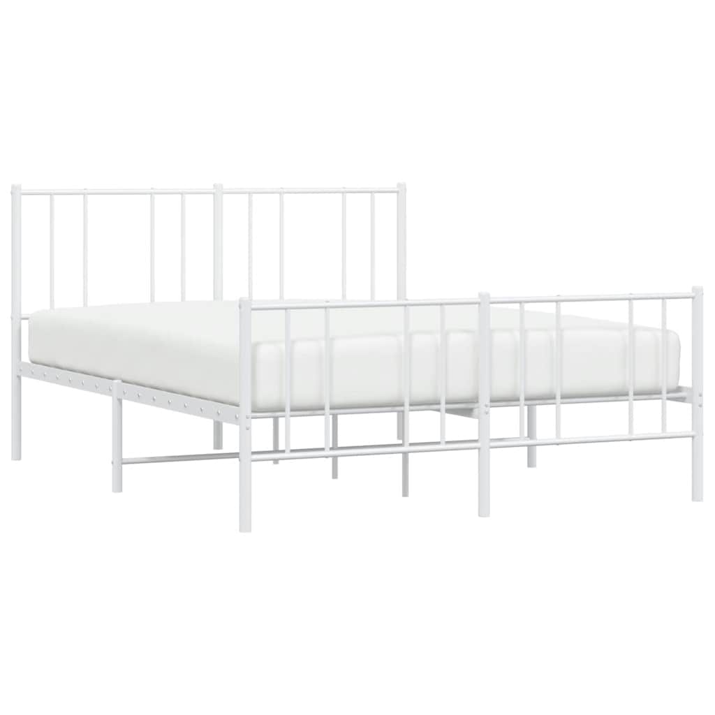 sengeramme med sengegavl og fodgærde 140x190 cm metal hvid