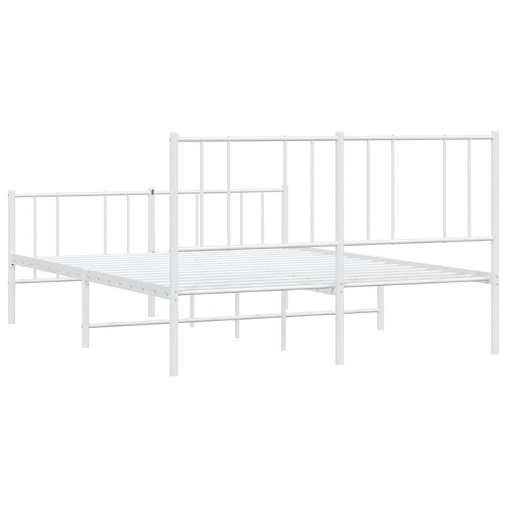 sengeramme med sengegavl og fodgærde 140x190 cm metal hvid