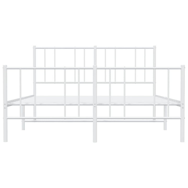 sengeramme med sengegavl og fodgærde 150x200 cm metal hvid