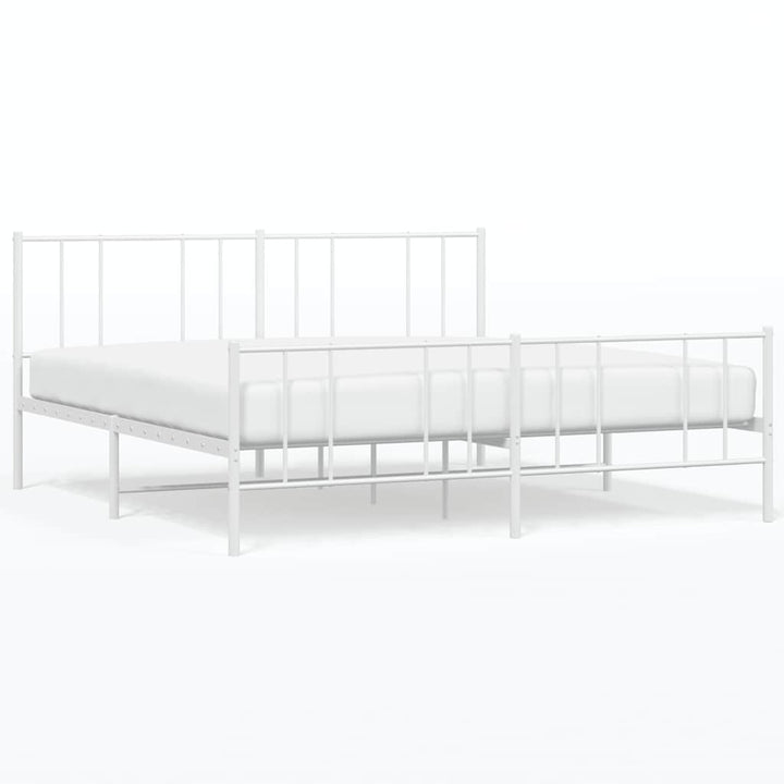 sengeramme med sengegavl og fodgærde 180x200 cm metal hvid