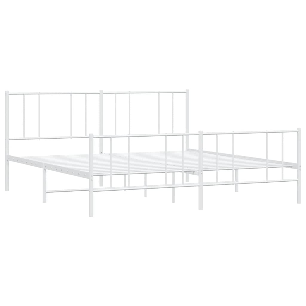 sengeramme med sengegavl og fodgærde 180x200 cm metal hvid