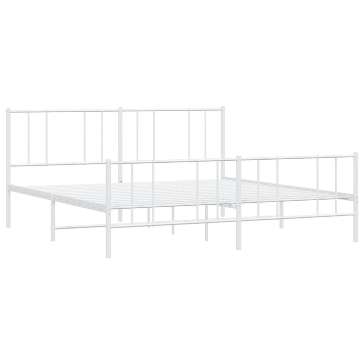 sengeramme med sengegavl og fodgærde 180x200 cm metal hvid