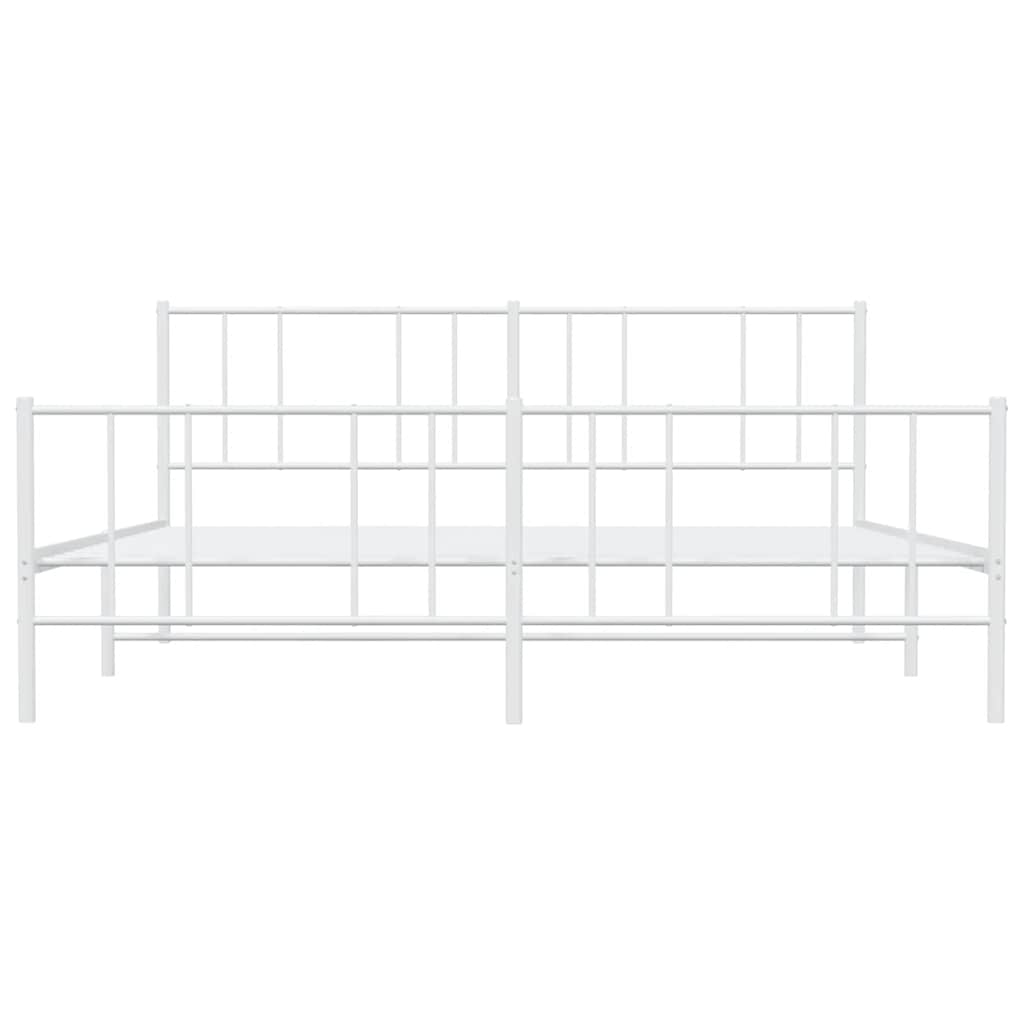 sengeramme med sengegavl og fodgærde 180x200 cm metal hvid