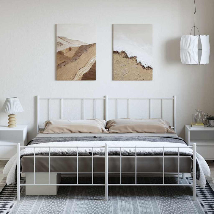 sengeramme med sengegavl og fodgærde 183x213 cm metal hvid
