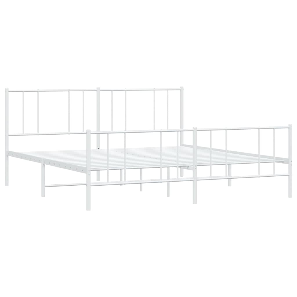 sengeramme med sengegavl og fodgærde 183x213 cm metal hvid