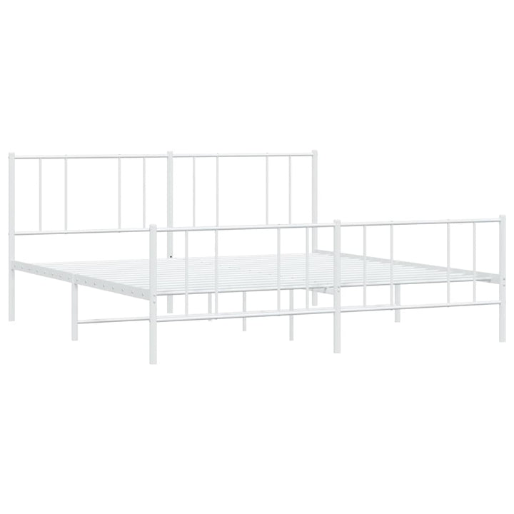 sengeramme med sengegavl og fodgærde 183x213 cm metal hvid