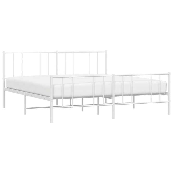 sengeramme med sengegavl og fodgærde 183x213 cm metal hvid