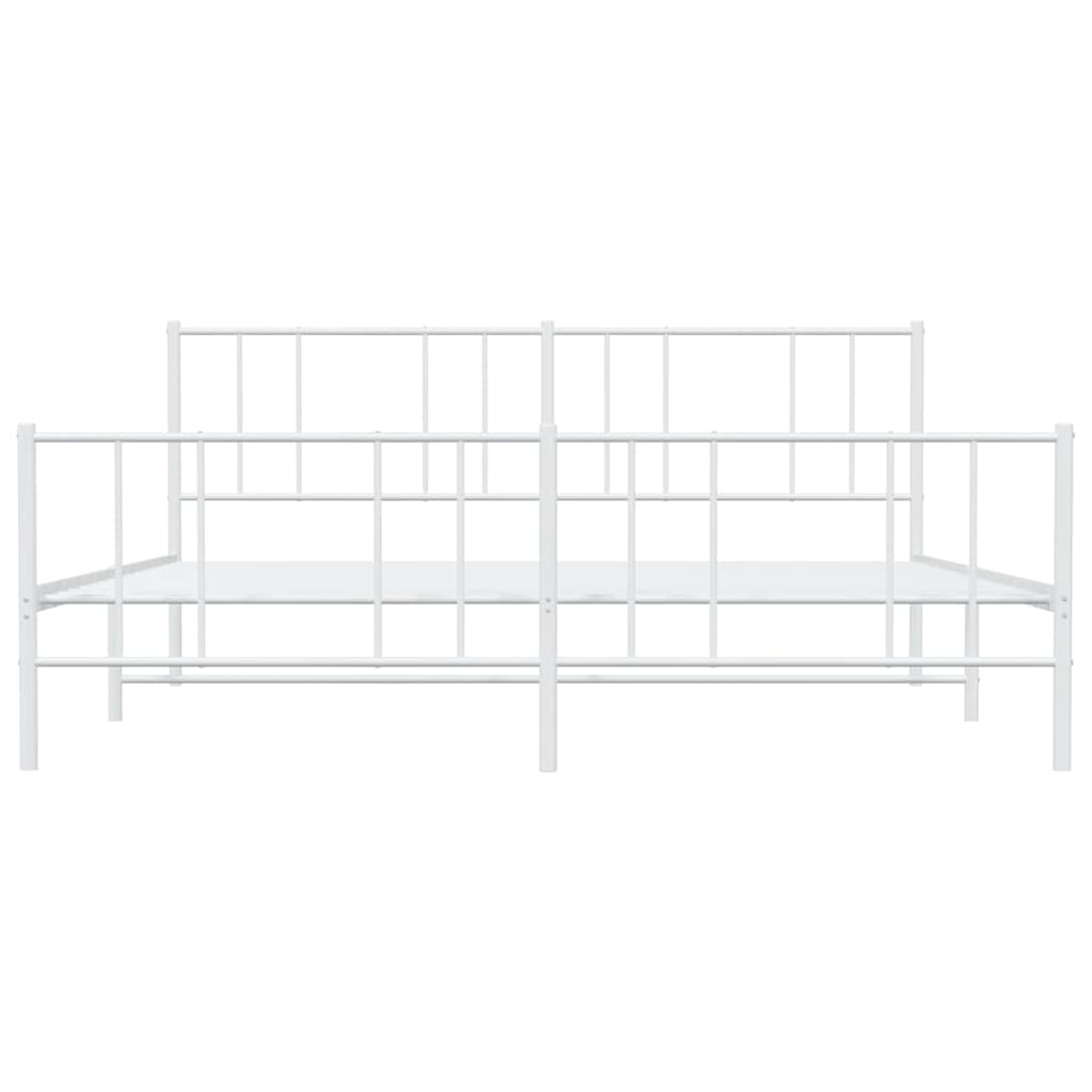 sengeramme med sengegavl og fodgærde 183x213 cm metal hvid