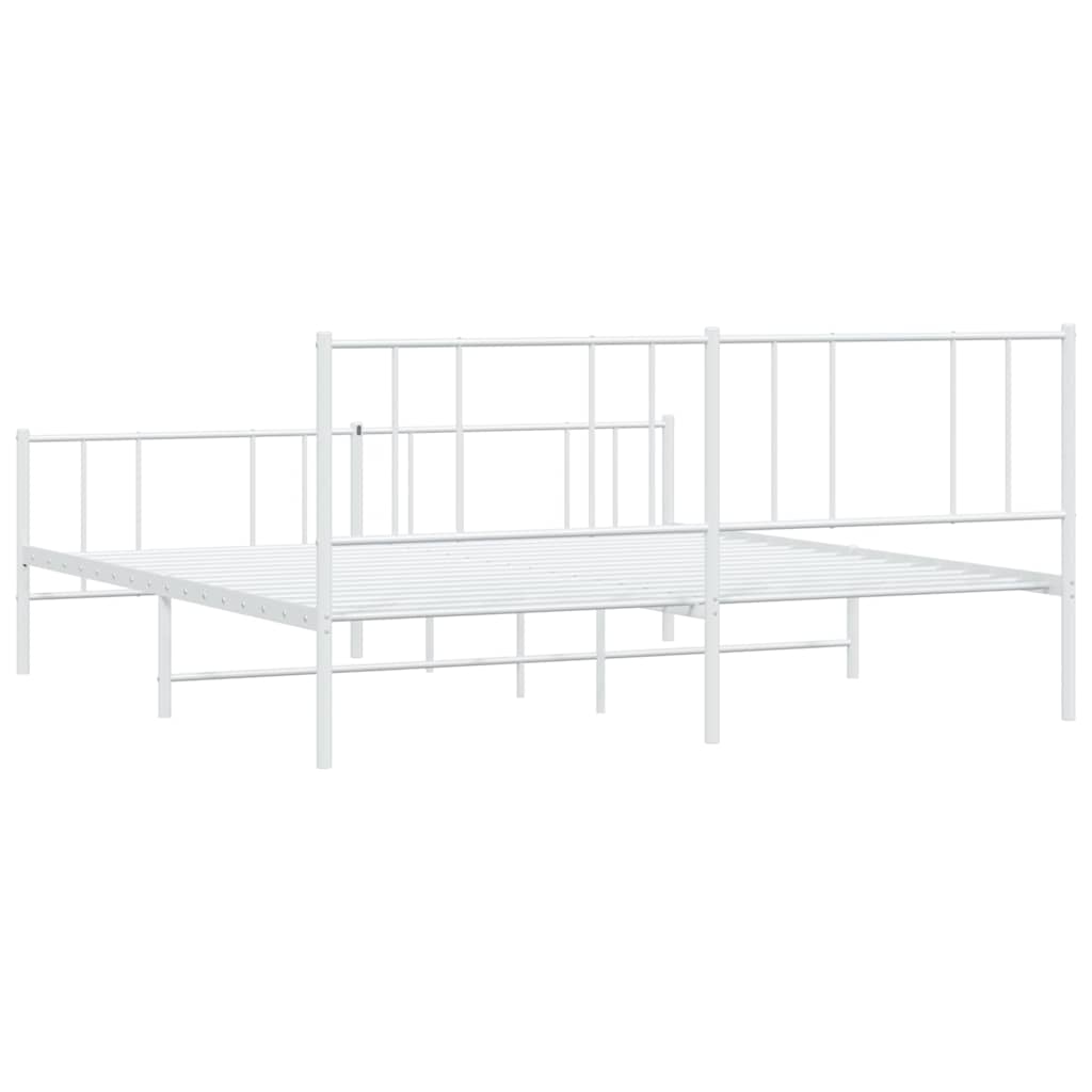 sengeramme med sengegavl og fodgærde 183x213 cm metal hvid