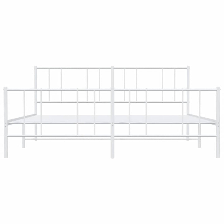sengeramme med sengegavl og fodgærde 193x203 cm metal hvid