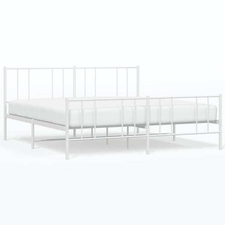 sengeramme med sengegavl og fodgærde 200x200 cm metal hvid