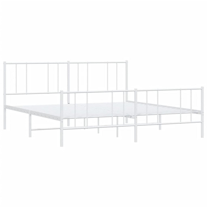 sengeramme med sengegavl og fodgærde 200x200 cm metal hvid