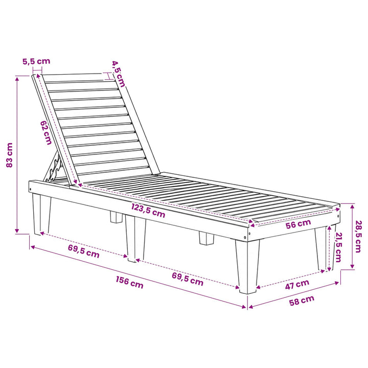 liggestol 155x58x83 cm polypropylen lysebrun