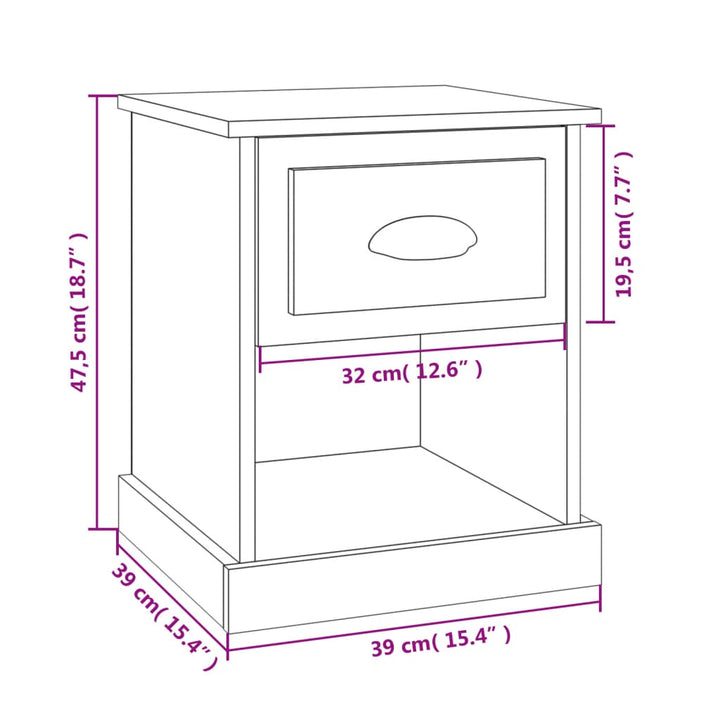 sengeborde 2 stk. 39x39x47,5 cm konstrueret træ hvid