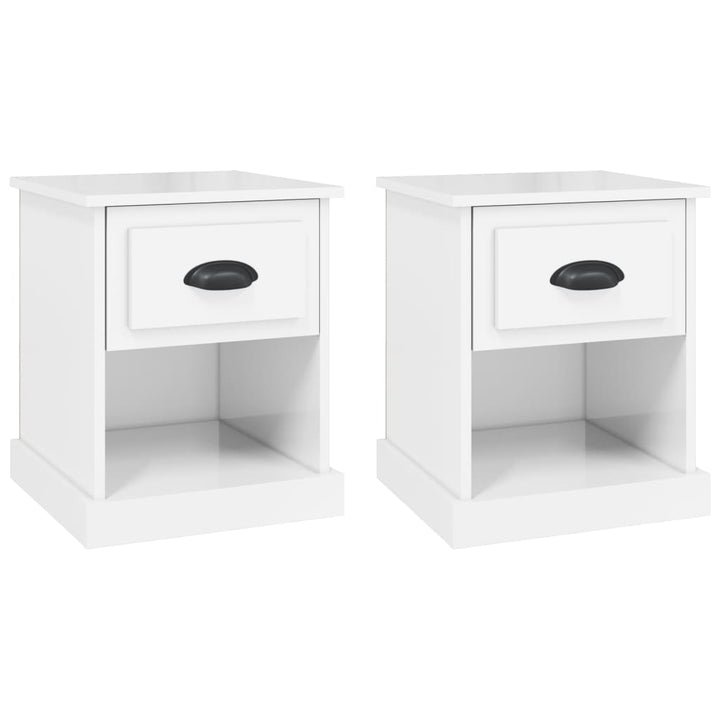 sengeborde 2 stk. 39x39x47,5 cm konstrueret træ hvid højglans