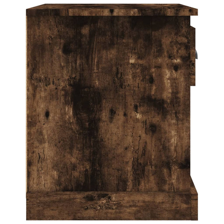 sengeborde 2 stk. 39x39x47,5 cm konstrueret træ røget eg