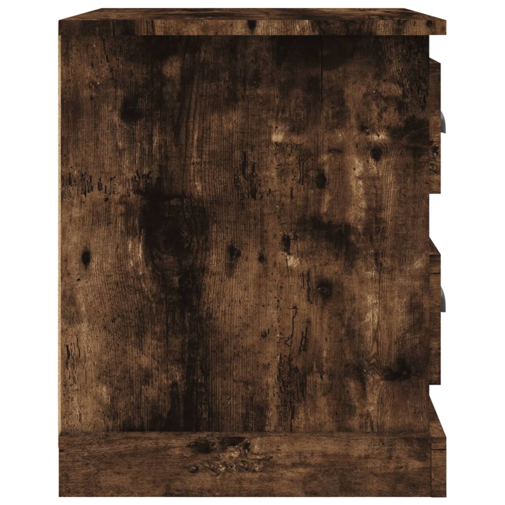 sengebord 39x39x47,5 cm konstrueret træ røget egetræsfarve