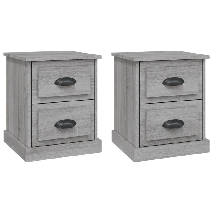 sengeborde 2 stk. 39x39x47,5 cm konstrueret træ grå sonoma-eg