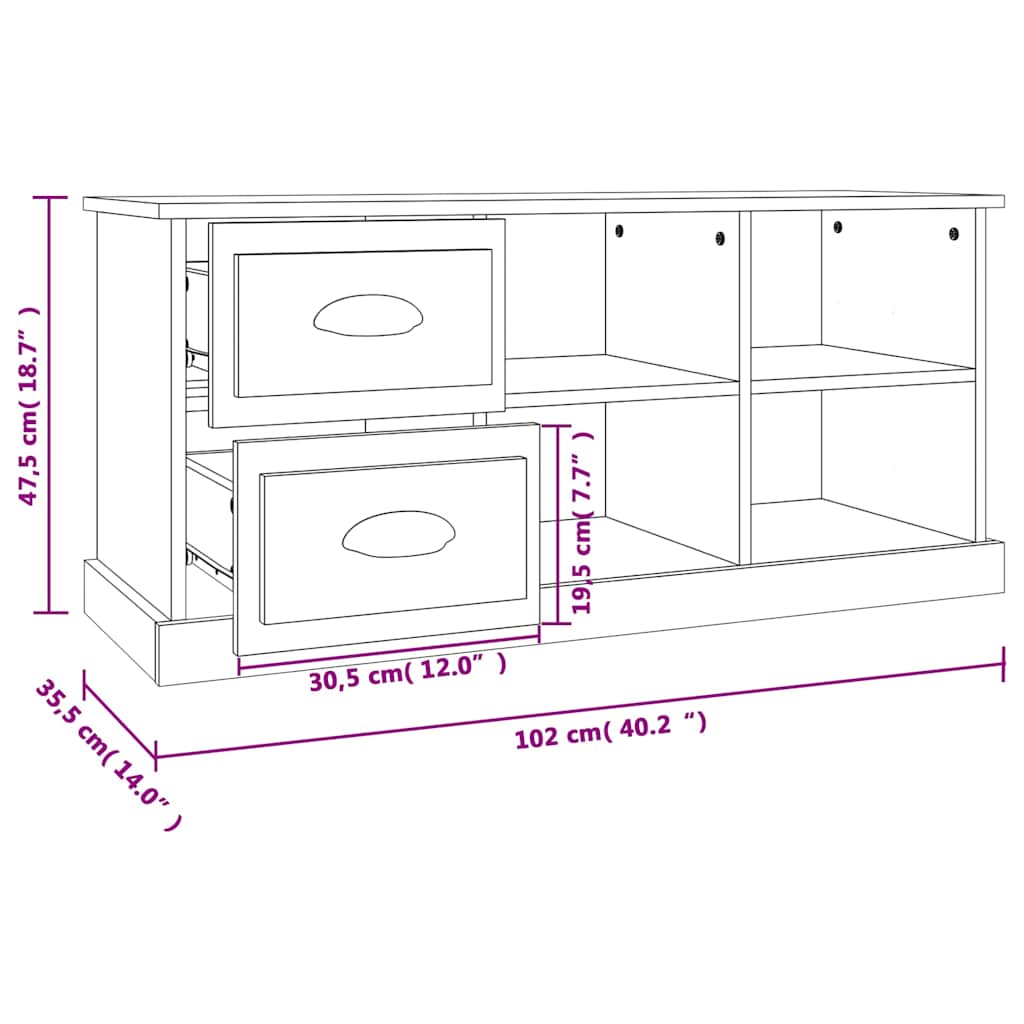 tv-bord 102x35,5x47,5 cm konstrueret træ betongrå