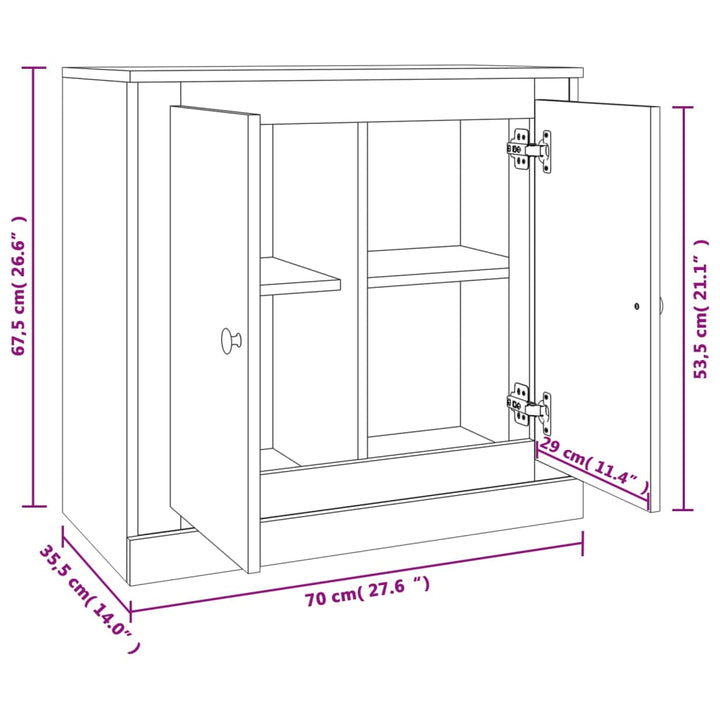 skænk 70x35,5x67,5 cm konstrueret træ hvid