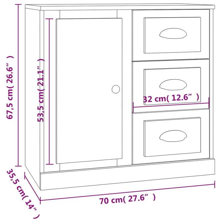 skænk 70x35,5x67,5 cm konstrueret træ hvid