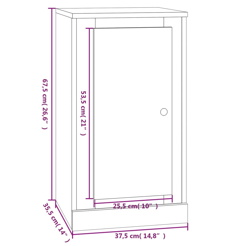 skænk 37,5x35,5x67,5 cm konstrueret træ brun egetræsfarve