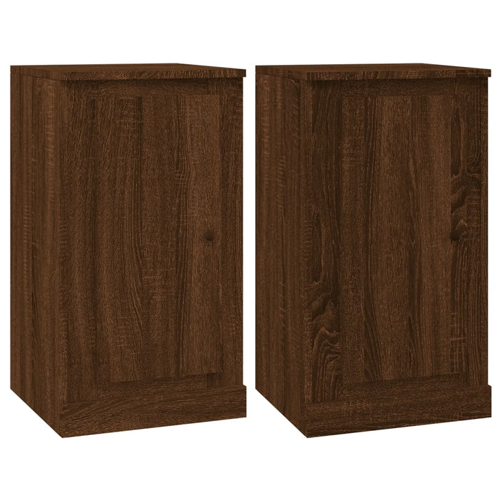 skænke 2 stk. 37,5x35,5x67,5 cm konstrueret træ brunt egetræ