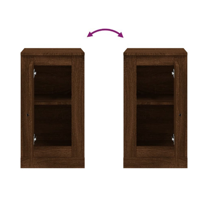 skænke 2 stk. 37,5x35,5x67,5 cm konstrueret træ brunt egetræ