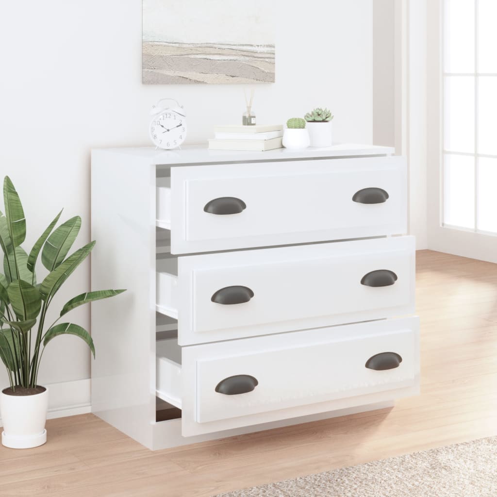 skænk 70x35,5x67,5 cm konstrueret træ hvid højglans