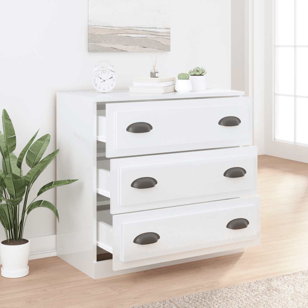 skænk 70x35,5x67,5 cm konstrueret træ hvid højglans